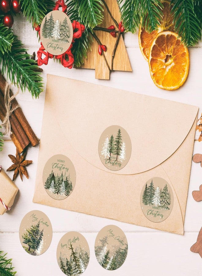 Whaline 1000 Pcs Merry Christmas Stickers Roll Snowy Pine Tree Forest Self-Adhesive Decals for Scrapbook Journal Envelope Gift Greeting Card Xmas Holiday Party Decor, 6 Designs - Image 5